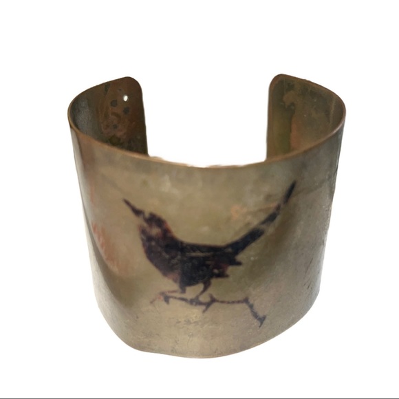 Antique Gold Black Bird Metal Cuff - Picture 4 of 5